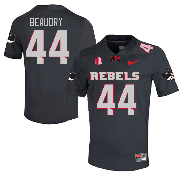 Men #44 Kyle Beaudry UNLV Rebels 2023 College Football Jerseys Stitched-Charcoal - Click Image to Close